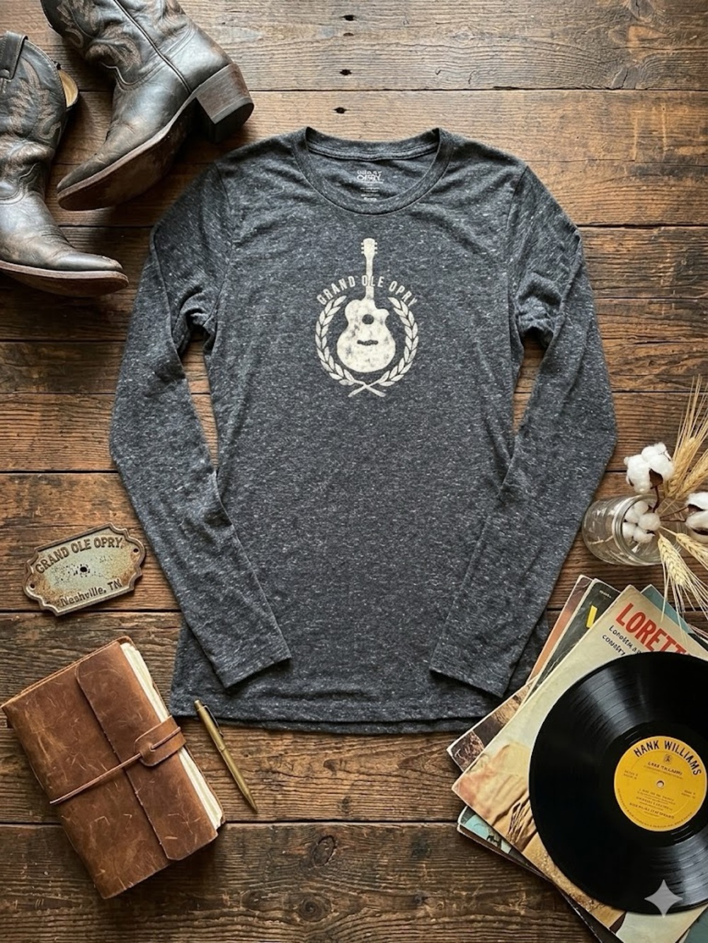 Grand Ole Opry Women's Long Sleeve Graphic Tee - Charcoal